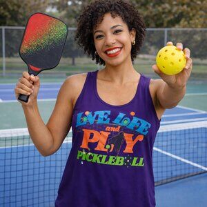 Medium pickleball tank top gift for her, mom, grandma grandmom. Purple shirt NWT